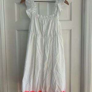 NWT J Crew White Dress with pink embroidery